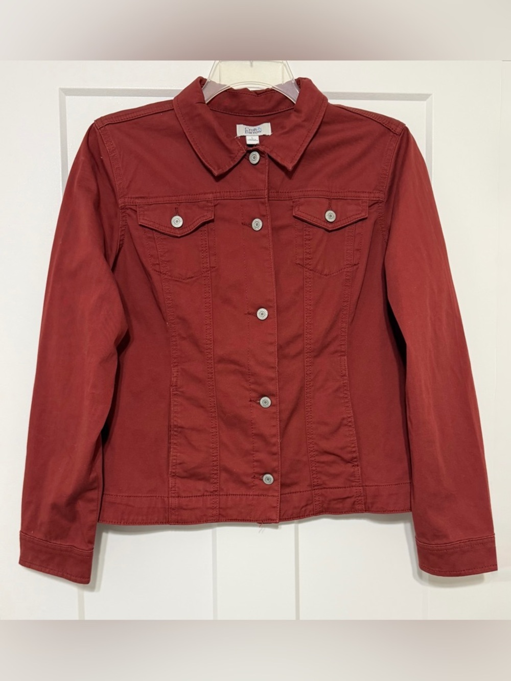980: Croft & Barrow Brick Red Button-Front Jean Jacket - Large